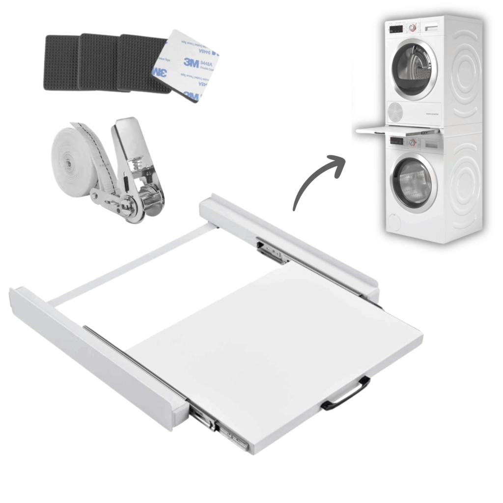 Dastium stapelkit met uitschuifbare plank – inclusief spanband, trillingsdempers en gereedschap voor veilige montage