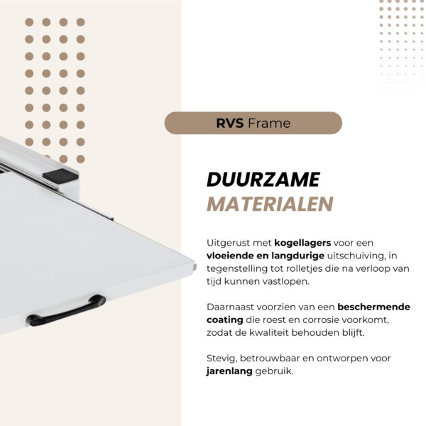 Duurzame materialen stapelkit – RVS frame met kogellagers en beschermende coating tegen roest