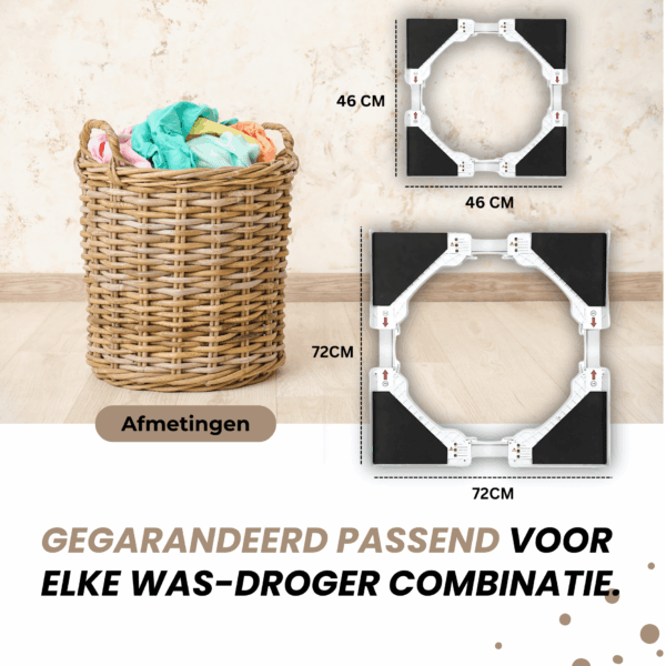 Afmetingen stapelkit – gegarandeerd passend voor elke was-droger combinatie tot 72 cm breed