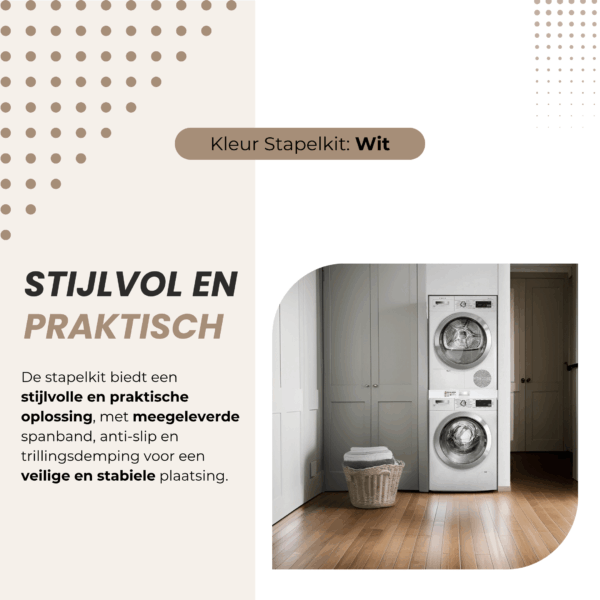 Stijlvolle en praktische opstelling met Dastium stapelkit in witte kleur voor wasruimte