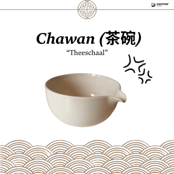 Witte matcha kom – chawan (茶碗) voor traditioneel opkloppen van matchapoeder