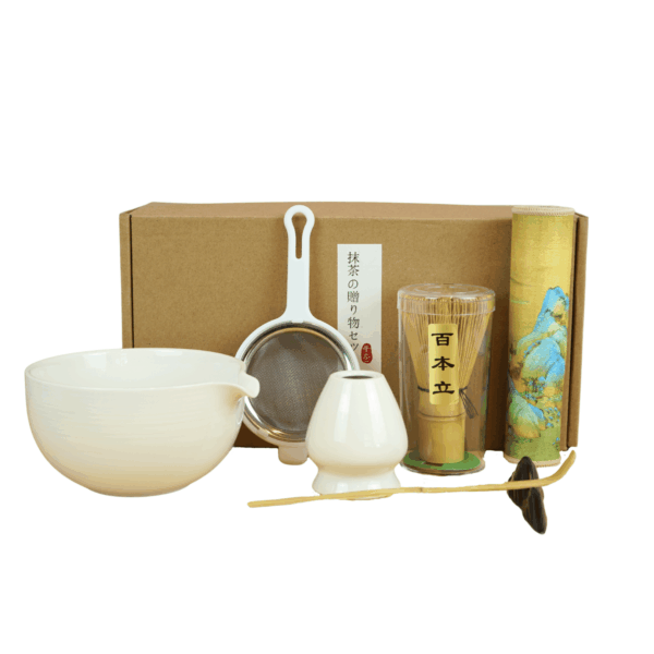 Volledige witte matcha set met accessoires – stijlvol, compleet en perfect als cadeau