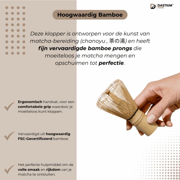 FSC-gecertificeerde bamboe matcha klopper – duurzaam en met de hand vervaardigd