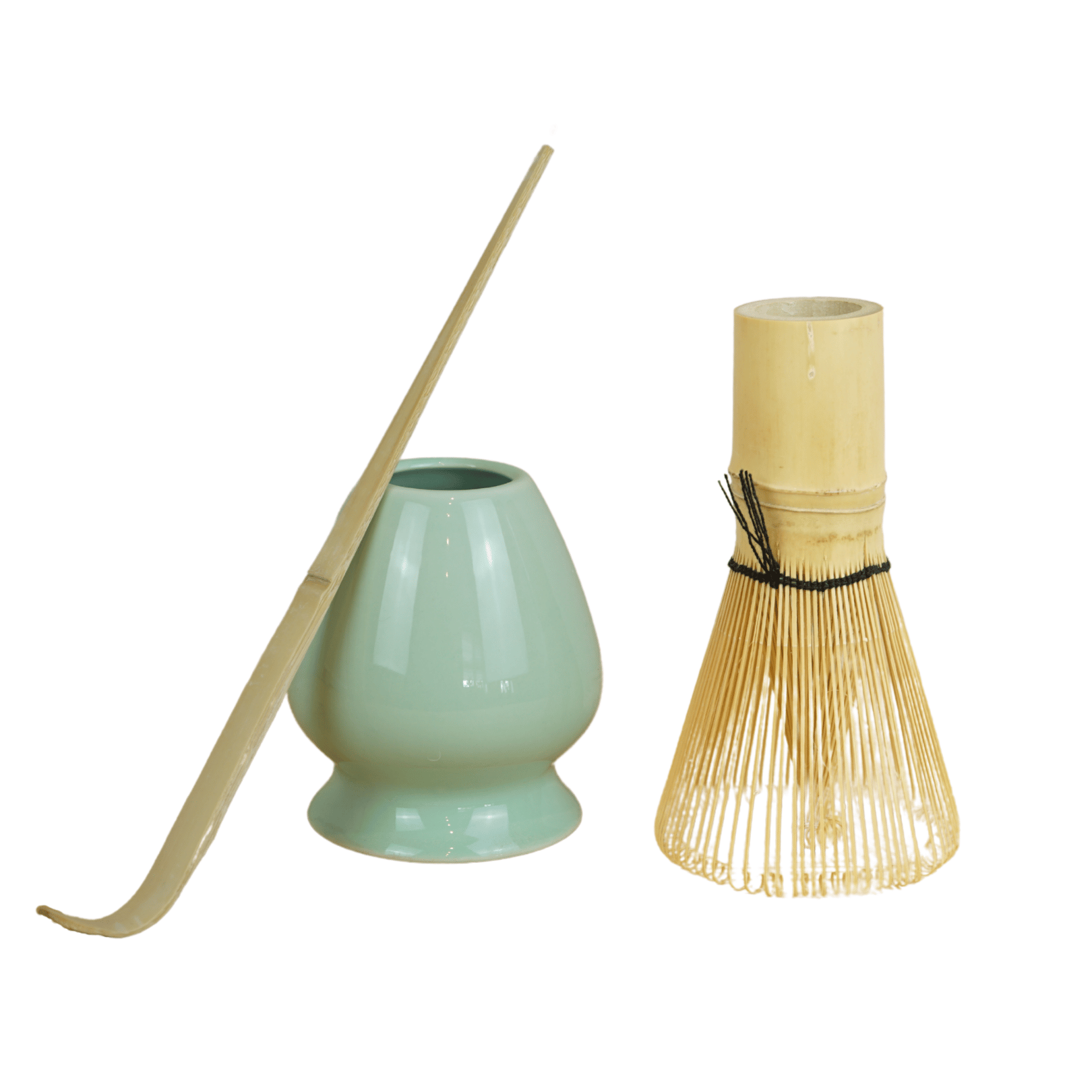 3-delige matcha set in groen keramiek met FSC bamboe accessoires – ideaal voor dagelijks theeritueel thuis