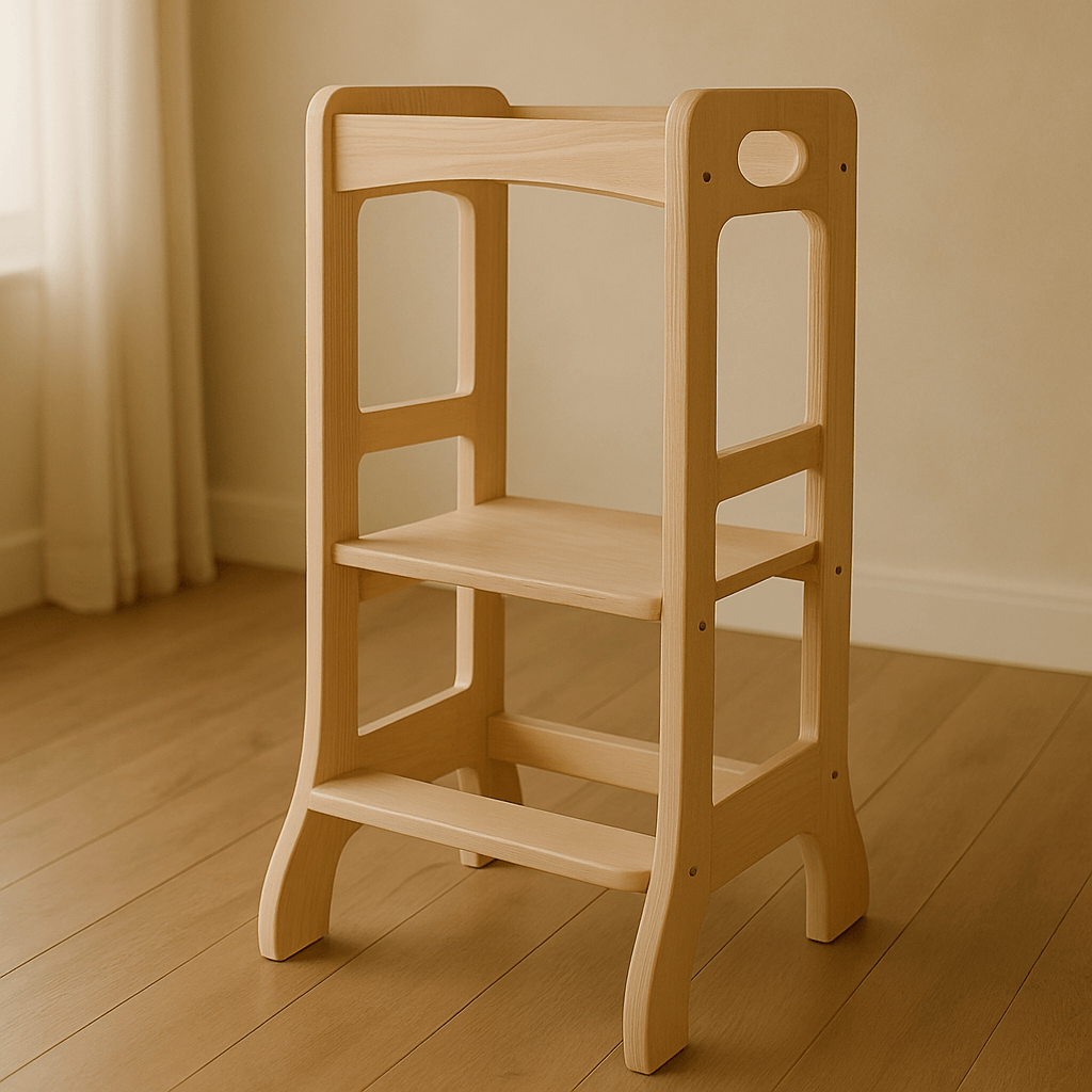 Houten learning tower voor peuters om veilig mee te helpen in de keuken