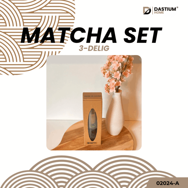 3-delige matcha set met klopper, lepel en houder – ideaal voor matcha beginners en liefhebbers