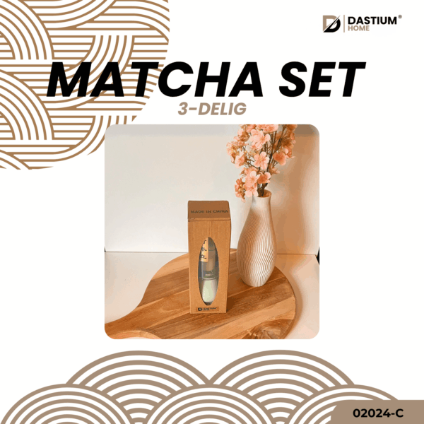 Groene 3-delige matcha set met verpakking – inclusief klopper, houder en bamboe lepel voor Japanse theerituelen