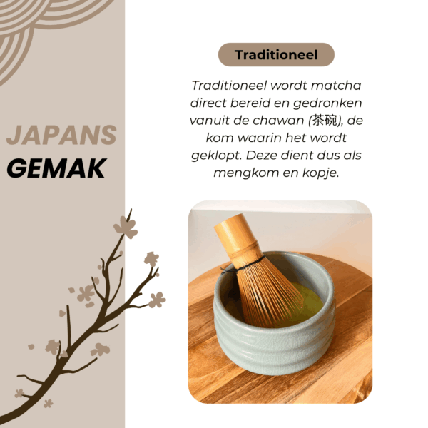 Japanse matcha eenvoud – geniet van traditionele bereiding met lichtblauwe chawan