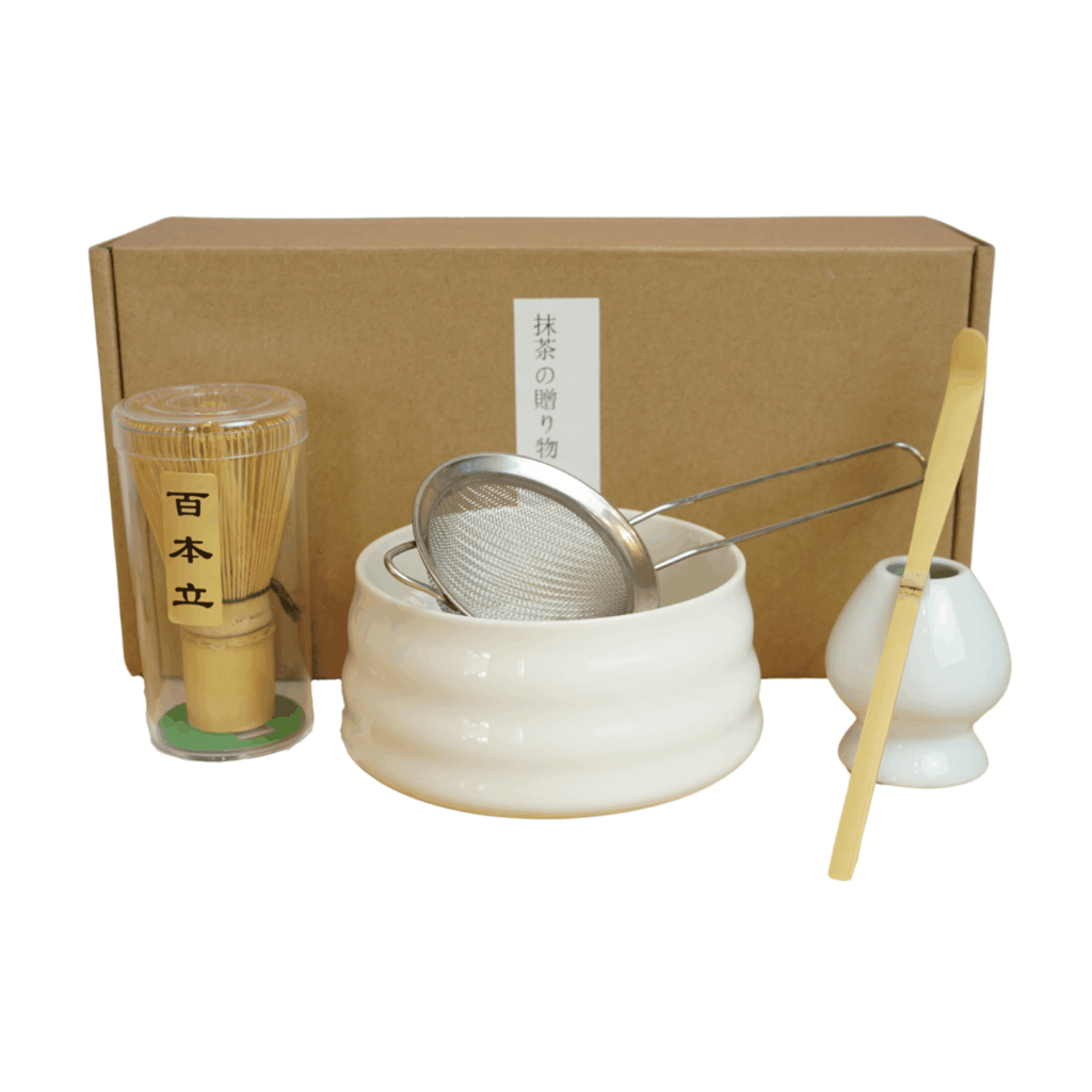 Groene thee bereiden met witte Matcha set en Chashaku