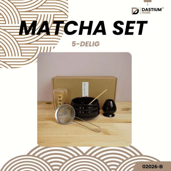 Matcha set zwart 5-delig verpakt in luxe doos