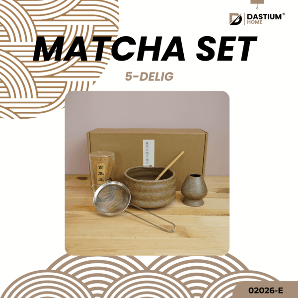 Complete matcha set – 5-delige set met chasen, chawan, zeef, lepel en houder