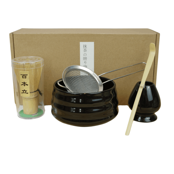 Zwarte matcha set compleet 5-delig met verpakking en accessoires