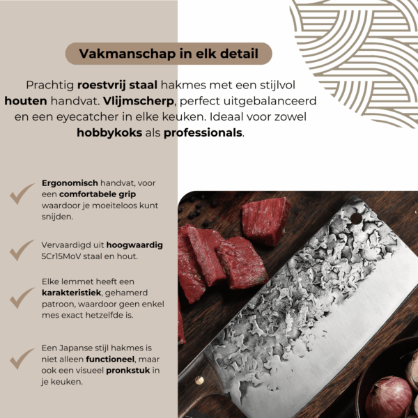 Chef snijdt vlees en groenten met het Dastium Home Chinese hakmes