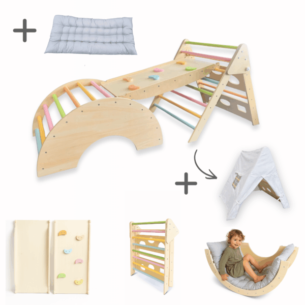 Dastium Kids Klimrek - Montessori Klimrek Inclusief Tipi-Tent- Pastelkleuren