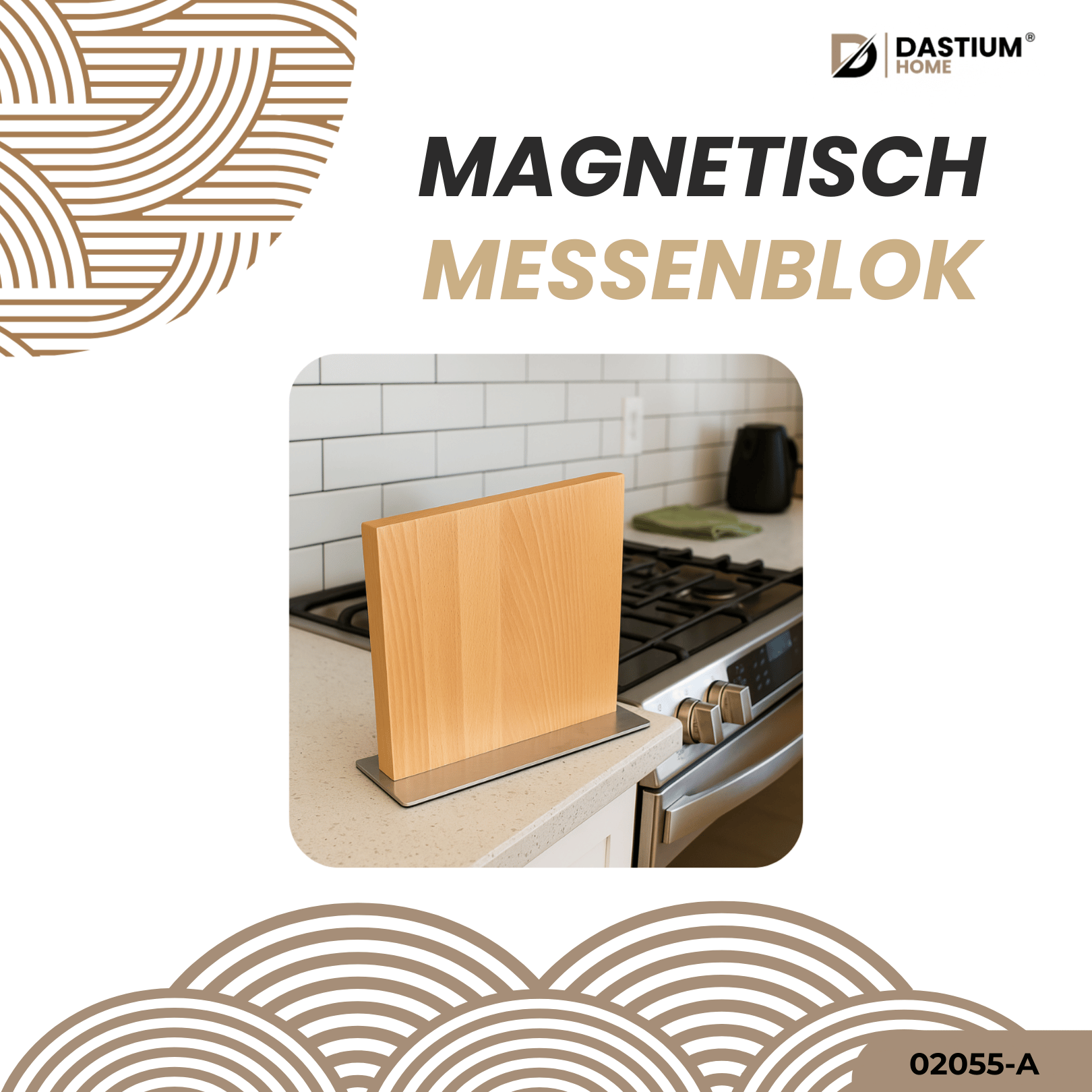 Dastium Home- Magnetisch Messenblok- Messenhouder – Messenmagneet – Beukenhout & RVS