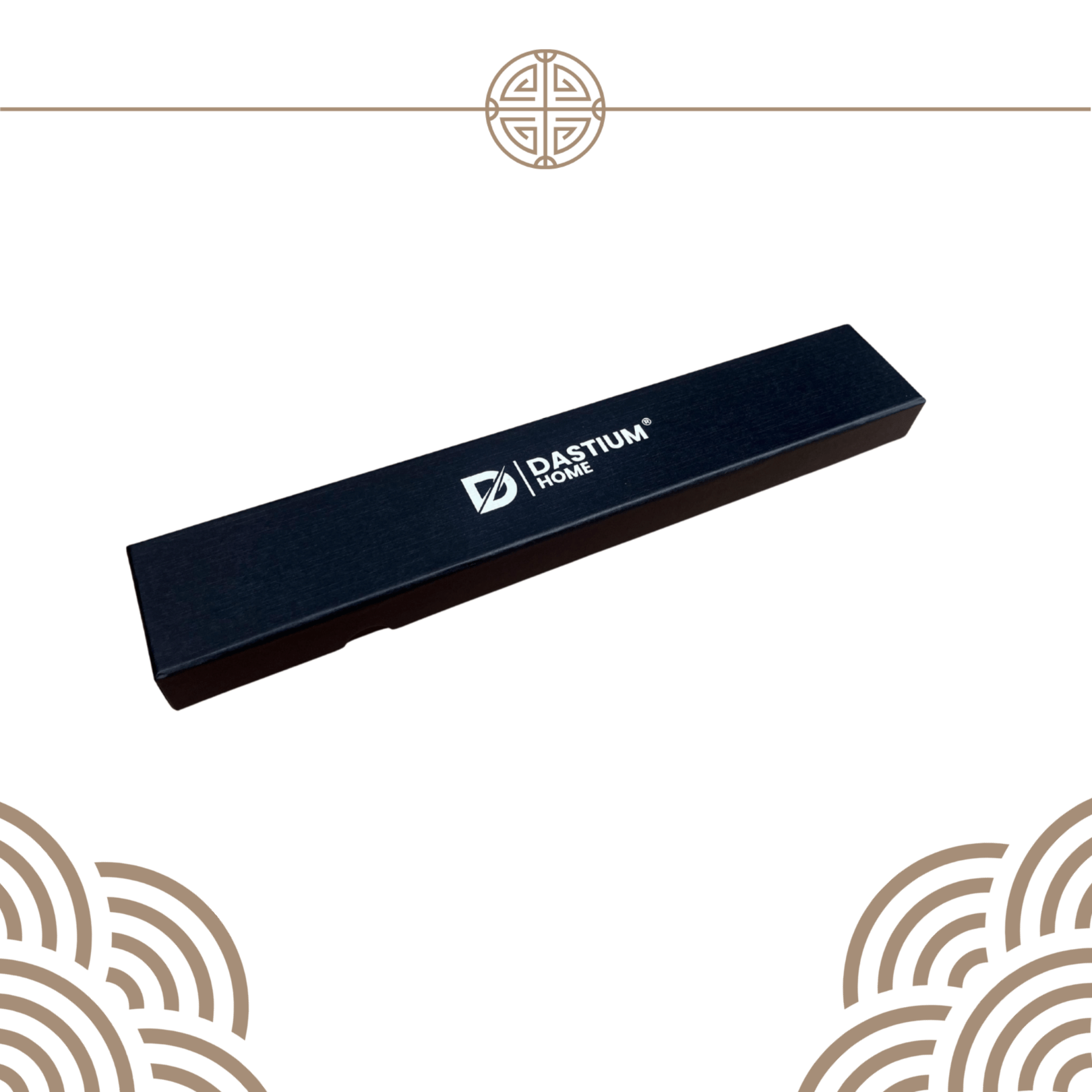 Luxe zwarte geschenkdoos van het Dastium Home Damascus Gyuto mes, perfect voor professioneel gebruik of als stijlvol cadeau.