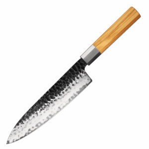 Dastium Home Damascus koksmes 20CM met hamerpatroon en ergonomisch Mkurutihouten handvat – productfoto