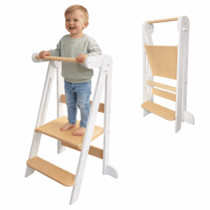 Dastium Kids Leertoren - Montessori Keukenhulp - Wit met Naturel Hout
