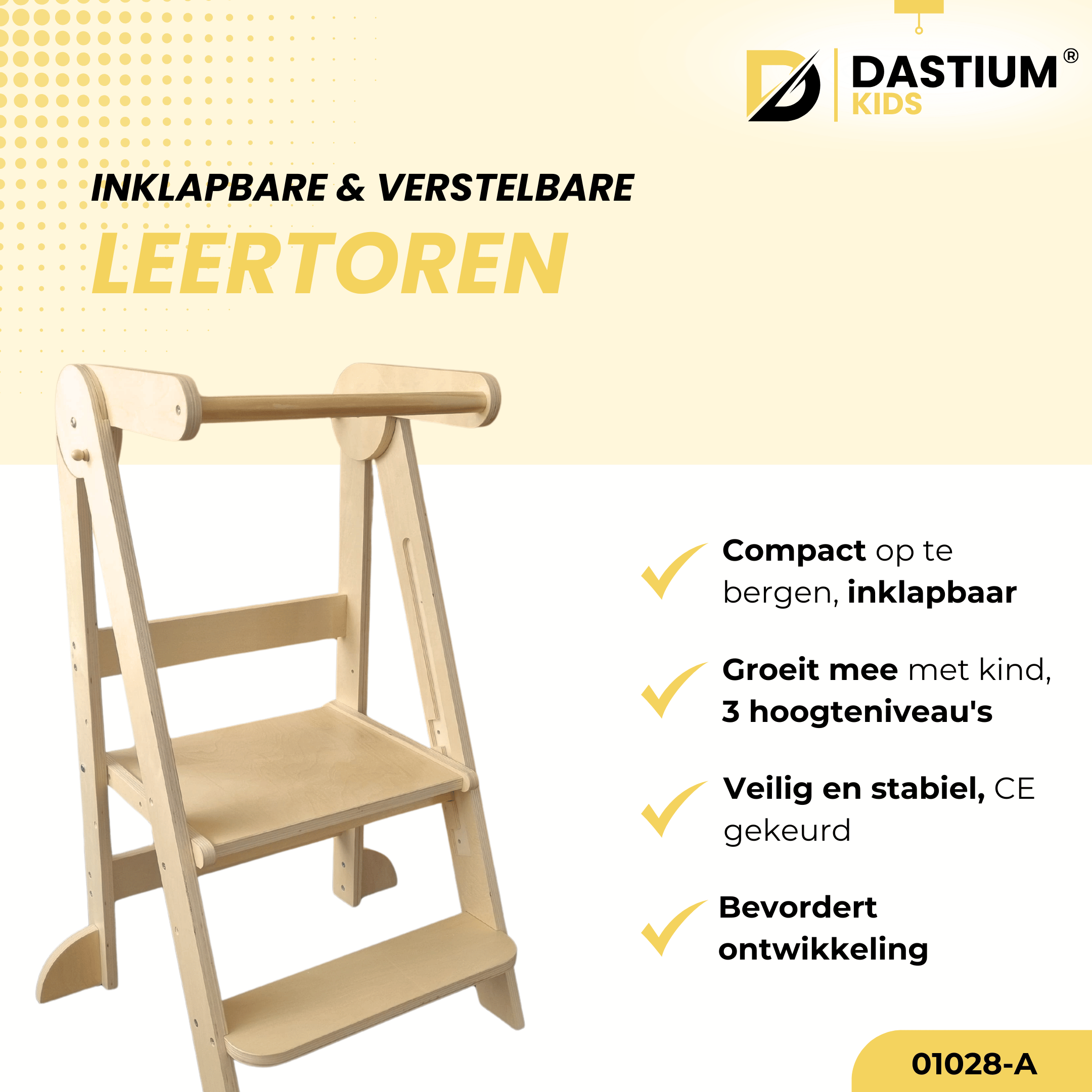 Dastium Kids Leertoren – Montessori Keukenhulp – Naturelkleur