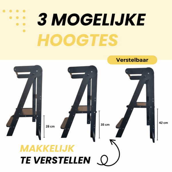 Dastium Kids Leertoren - Montessori Keukenhulp - Zwart