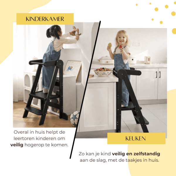 Dastium Kids Leertoren - Montessori Keukenhulp - Zwart