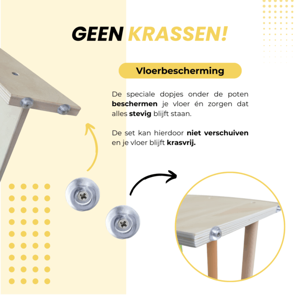 Montessori klimrek pastel met vloerbescherming tegen krassen