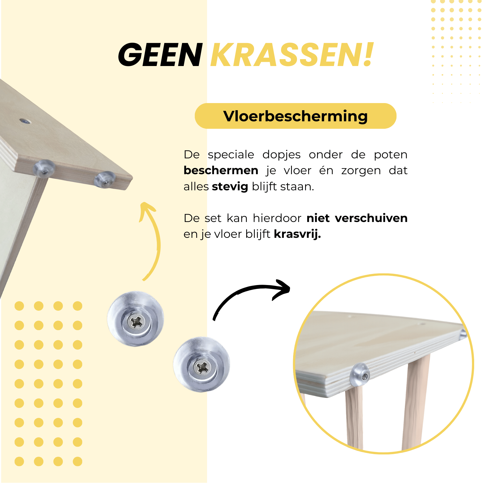 Montessori klimrek naturel met vloerbescherming tegen krassen