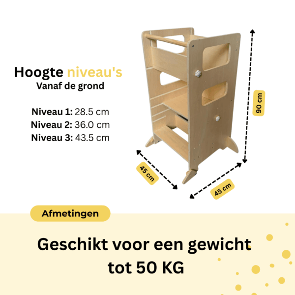 Veilige houten leertoren keukenhulpje met stabiel ontwerp voor peuters