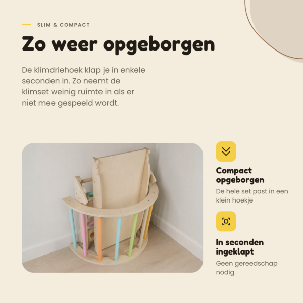 Dastium Kids Mini Klimrek - Montessori Klimrek - Houten Klimset - Pastel Kleuren