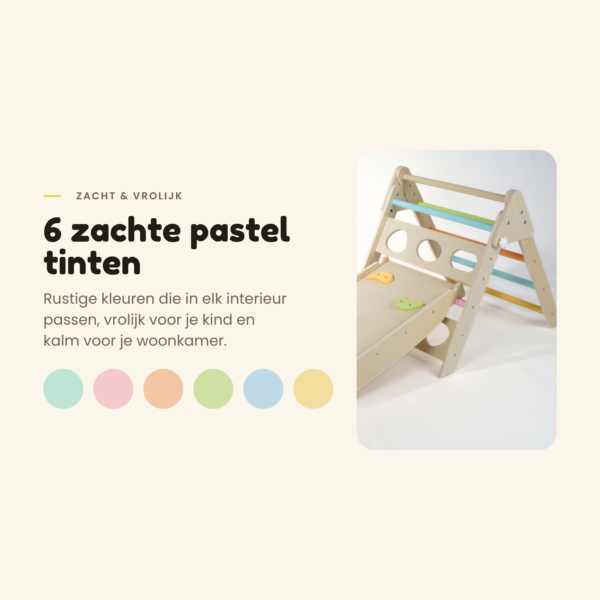 Dastium Kids Mini Klimrek - Montessori Klimrek - Houten Klimset - Pastel Kleuren